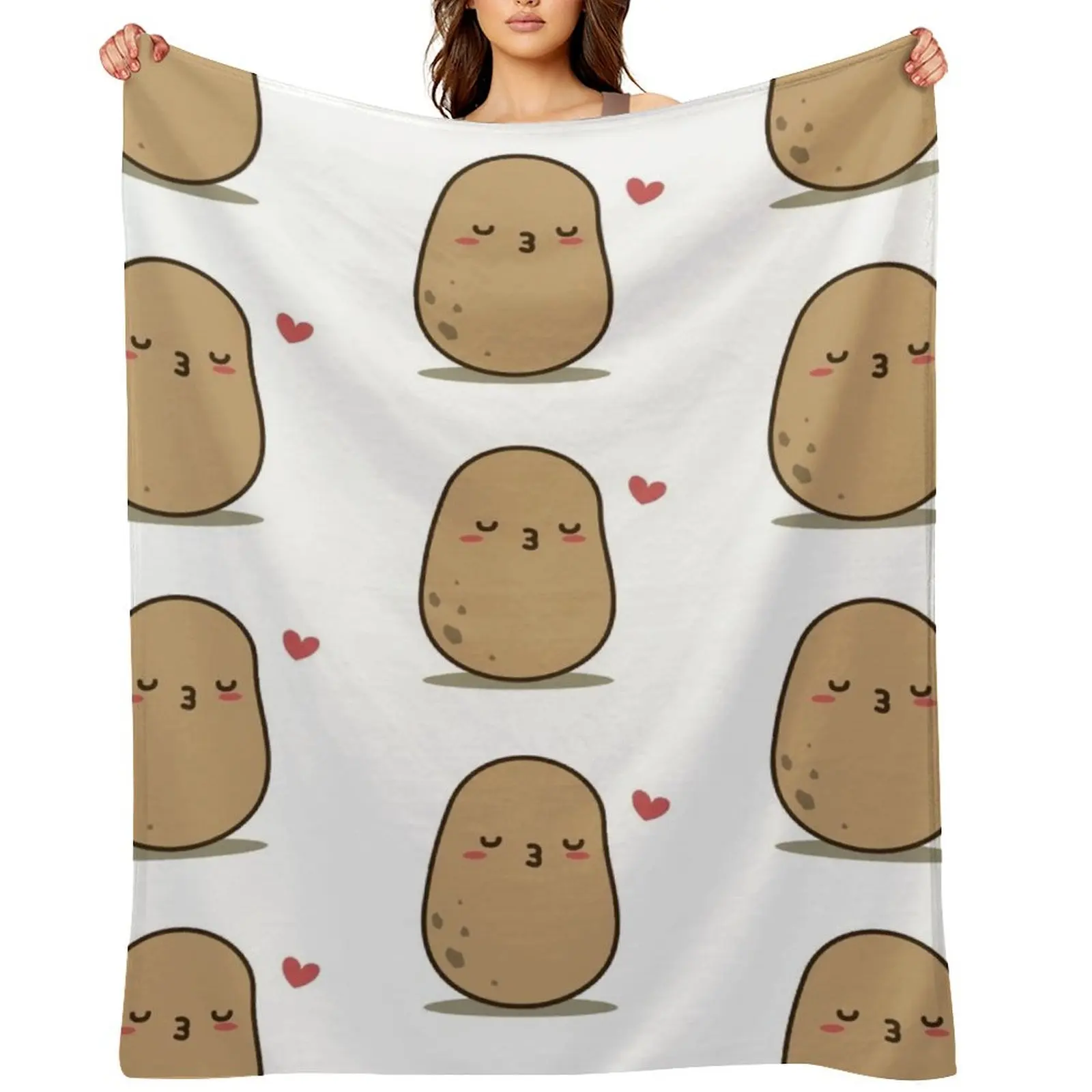 Kissing Potato Throw Blanket Flannel Bed Flannels Decorative Throw Blankets