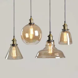Nordic Retro Style Glass Pendant Lamp Resturant Bar Personality Commercial Lights Home Decoration Living Room Kitchen Chandelier