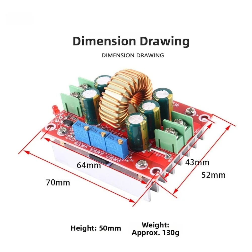 300W High Efficiency Step Down DC DC Regulator Module Adjustable 1-30V and 0.3-12A for Broad Input Compatibility