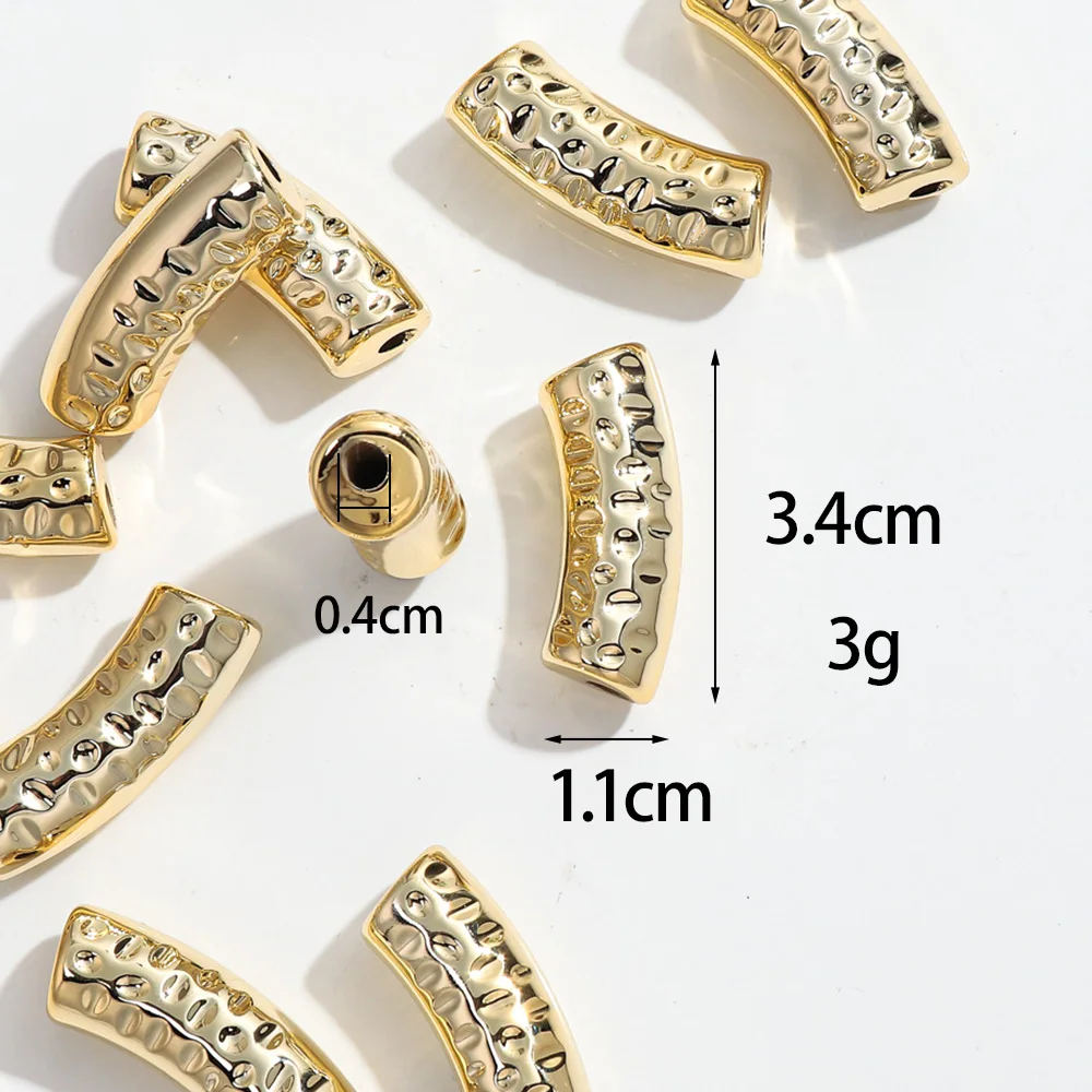 20pcs CCB 11MM Bamboo Tube Beads Gold Color Hammered Chunky Bent Pipe Loose Bead for DIY Bracelet Necklace Jewelry Accessories