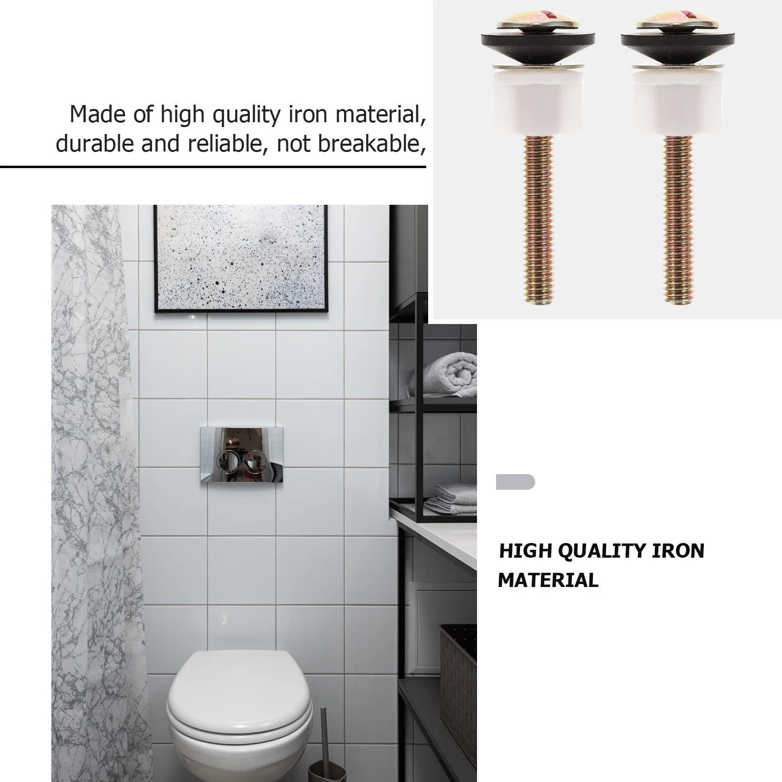 

2 комплекта болтов и винтов для унитаза, сверхпрочные, из железа, с прочными петлями, сменный комплект крепежа для универсальных унитазов