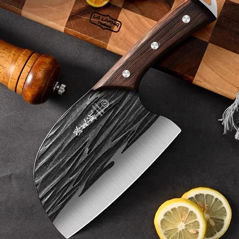 Kitchen knife Household hand forged kitchen knife, stainless steel solid wood handle, cutting, slicing, chopping, chopping knife