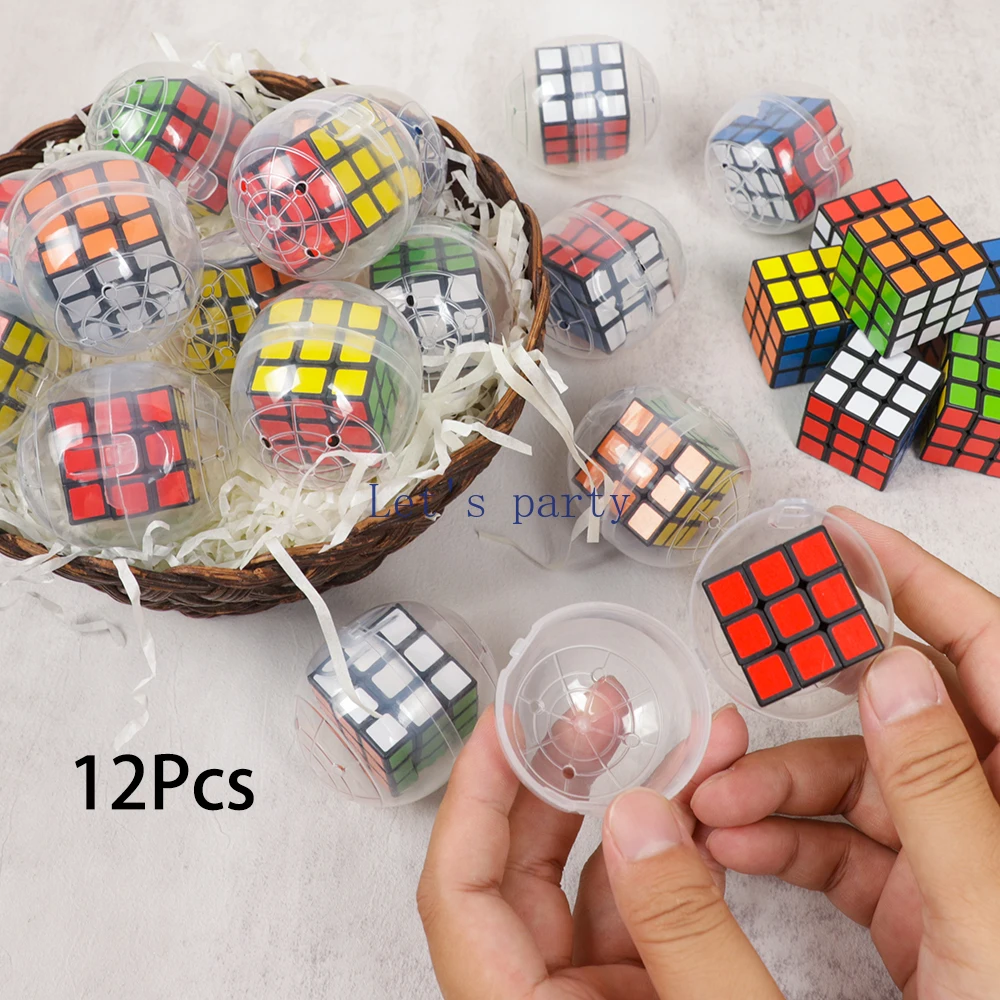 12 Uds rompecabezas sorpresa cubo mágico cápsula bola de huevo juguetes de desarrollo para niños recuerdos de fiesta de cumpleaños relleno de piñata recompensas escolares