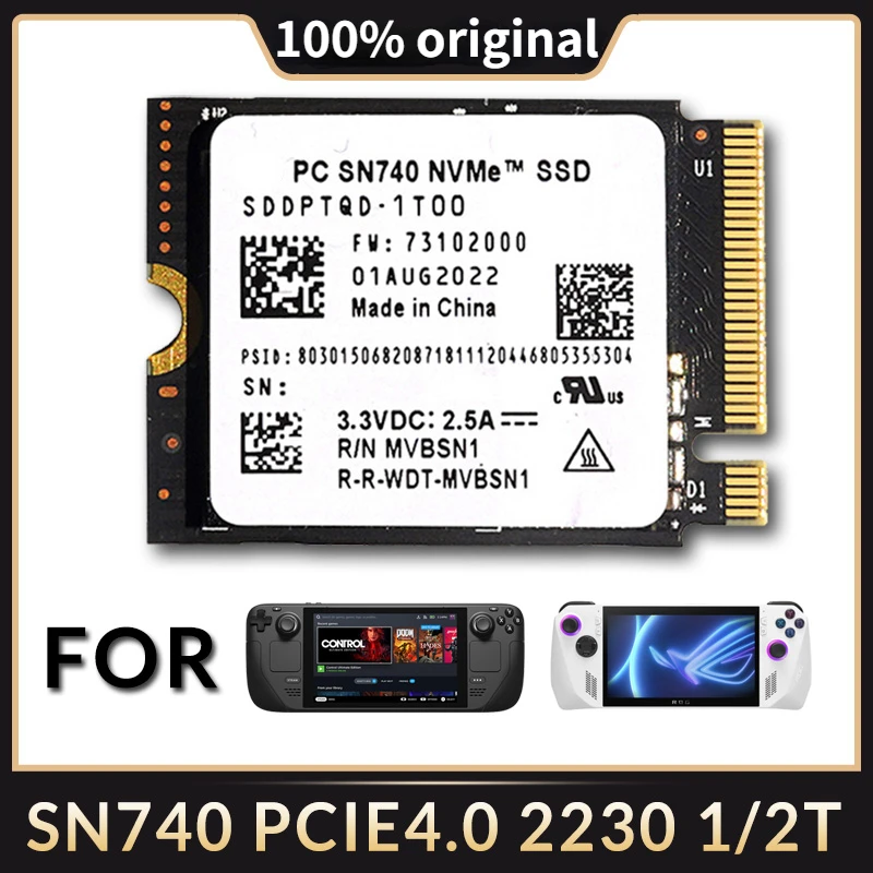 

Western SN740 2 ТБ 1TB M.2 2230 NVMe PCIe Gen 4,0x4 SSD диски для Steam Deck, ноутбука, планшета Rog Ally Mini PC компьютер