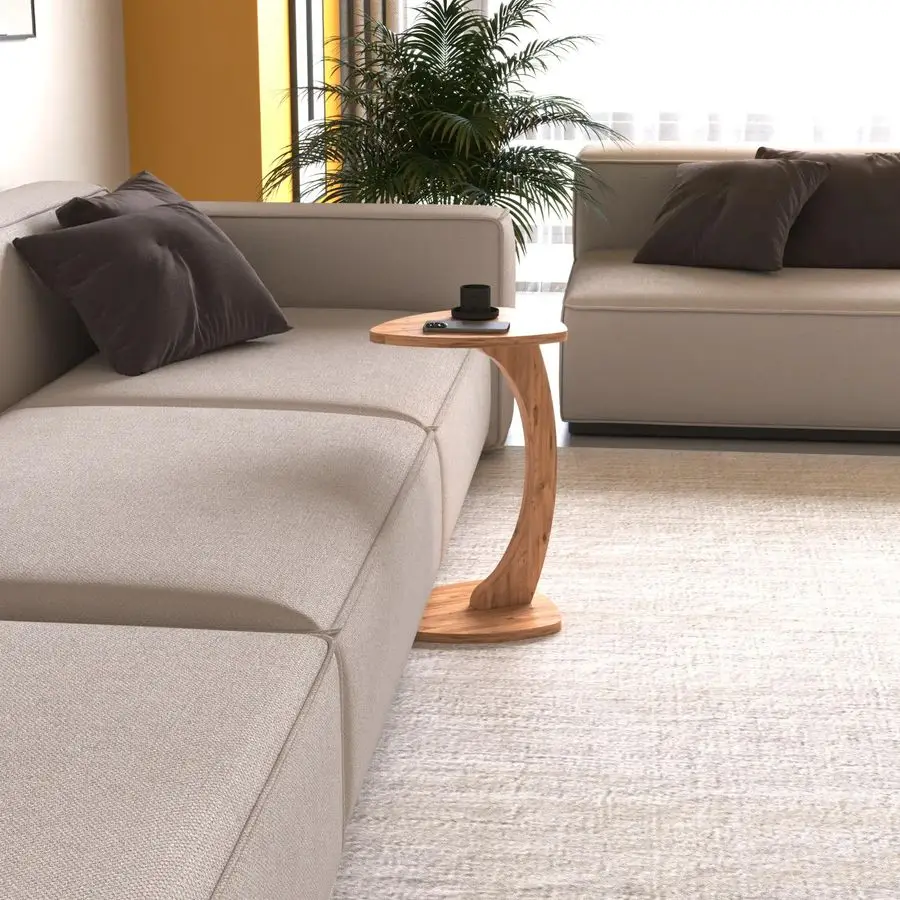 Shaped Triangular Top Design Table for Couch Small Places, Space Saver Sheild Shape Side Table for Sofa and Bedside with Wheels,