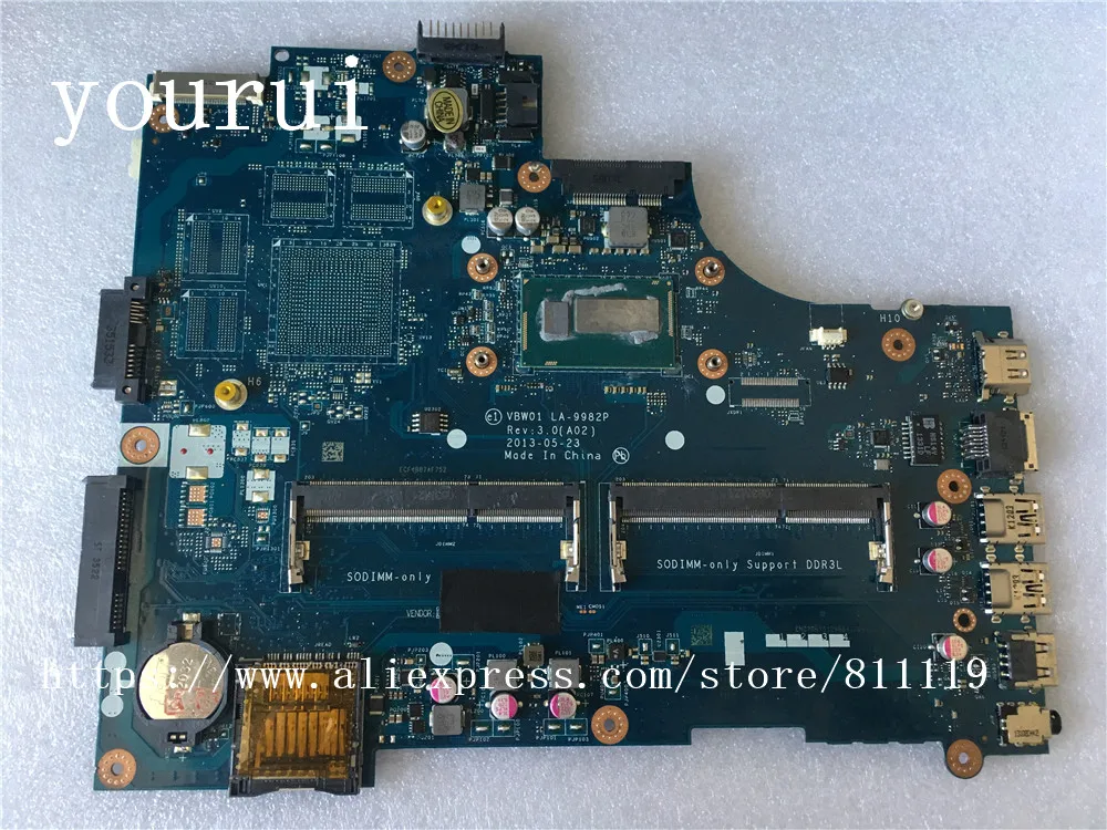 

yourui For Dell Inspiron 3537 5537 laptop Motherboard CN-0D28MX 0D28MX D28MX With 2955u CPU VBW01 LA-9982P Fully Test