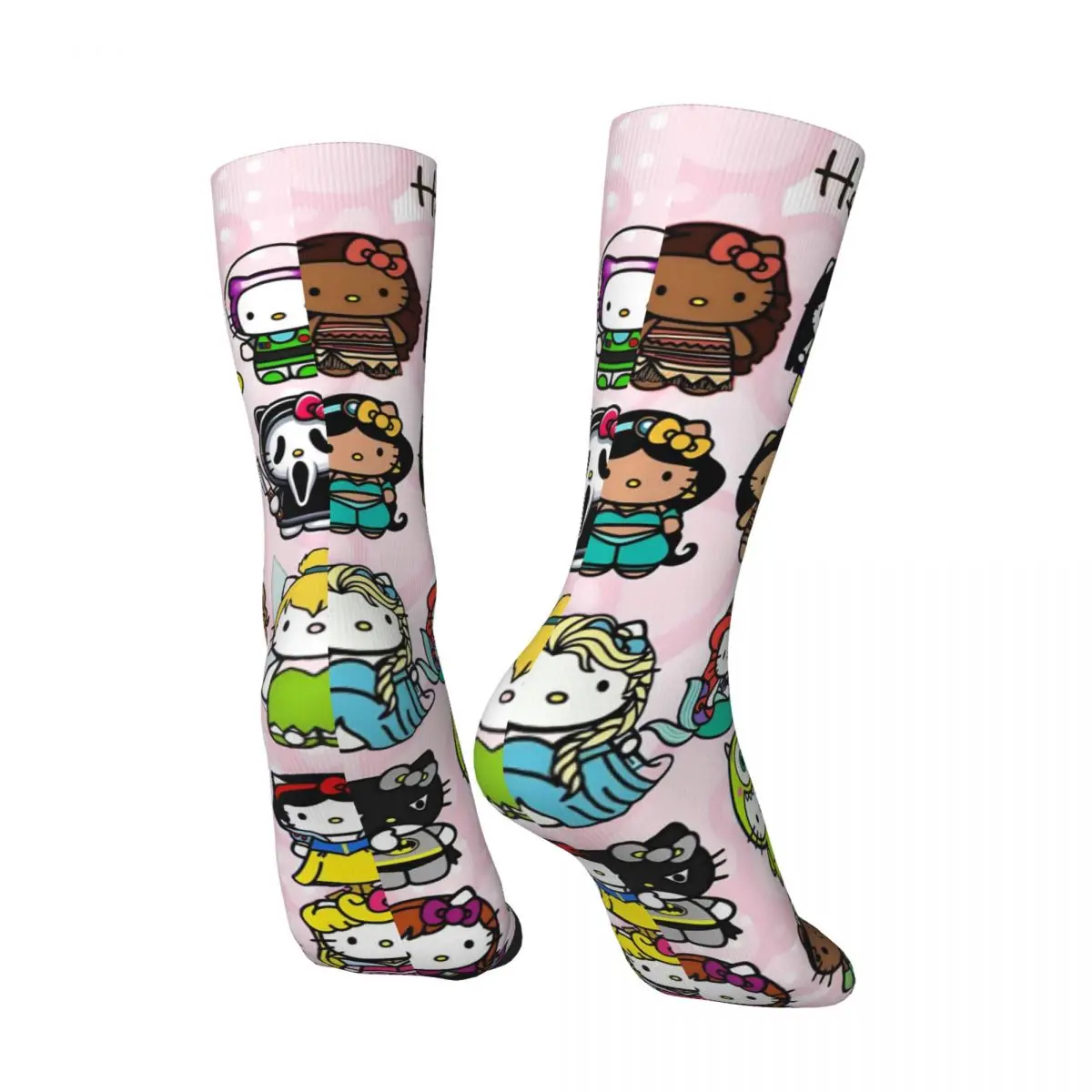 الوردي مرحبا كيتي Kawaii شخصية كرتونية الجوارب جوارب أنيقة للجنسين عالية الجودة تشغيل جوارب رياضية الشتاء عدم الانزلاق الجوارب