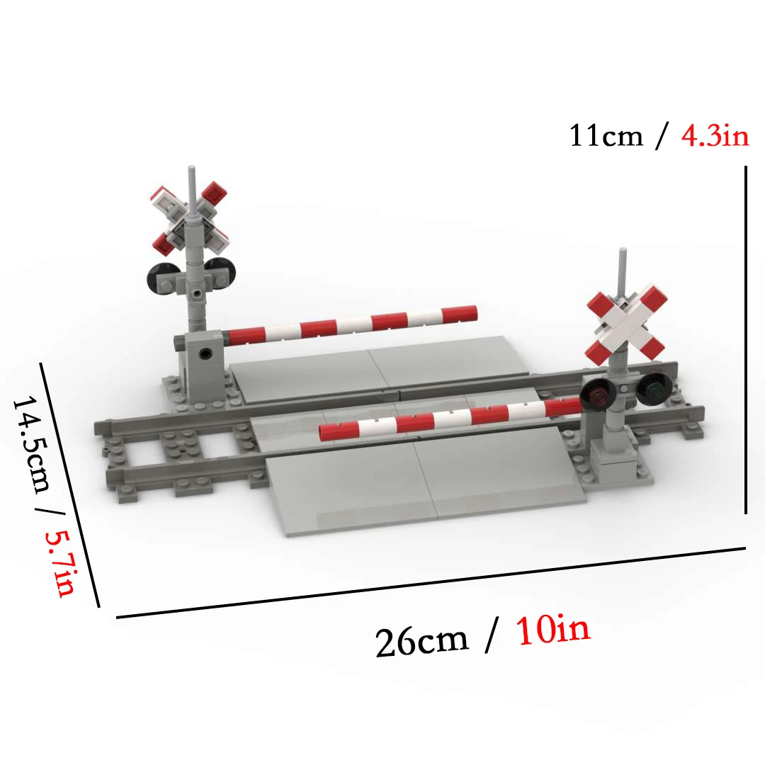 MOC Block Train Track Intersection Gate Pole Model Signal Light Railway Sidewalk Children\'s Assembly Brick Toy Birthday Gift