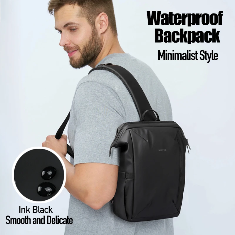 Male Sling Bag Waterproof, Brand L&M Men's Shoulder Bags Minimalist, Large Capacity Chest Packet, Fashion Style Cross Backpack