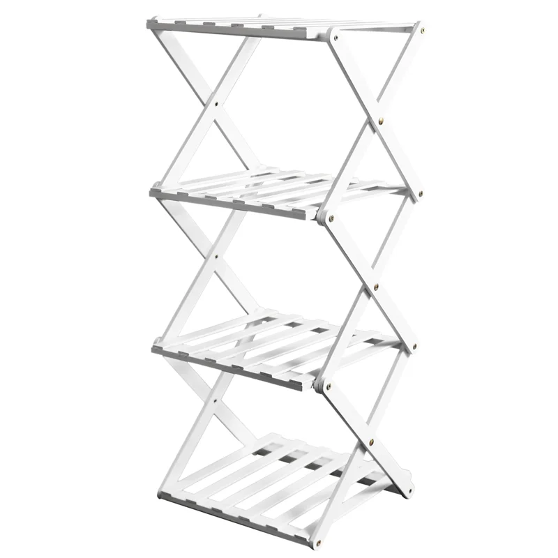 

Reliable Bamboo Shoe Rack For Entryway - Foldable, Narrow Organizer For Small Spaces, White,