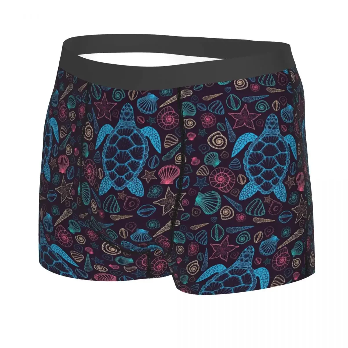 Sexy Colorful Turtles With Shells Boxers Shorts Panties Men's Underpants Stretch Ocean Animal Briefs Underwear