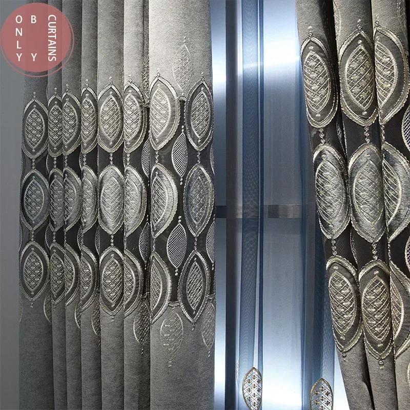 2024 Luxury Hollow Embroidered Curtains for Living Room Bedroom Floor-to-ceiling Windows Backdrop Curtains