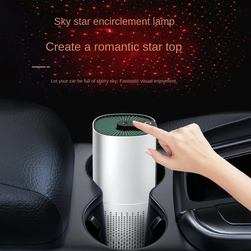 Inteligente Car Air Purifier, Air Purifier, Lâmpada, Remoção de Formaldeído, Anion Smoke Detection, Escritório, Desktop, Indoor, Carregamento USB, Sky Star Dome