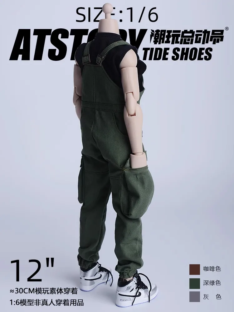 ATSTORY 1/6 Scale Soldier BJD Fashion Clothes Trench Frock Bib Pants Model Fit 12