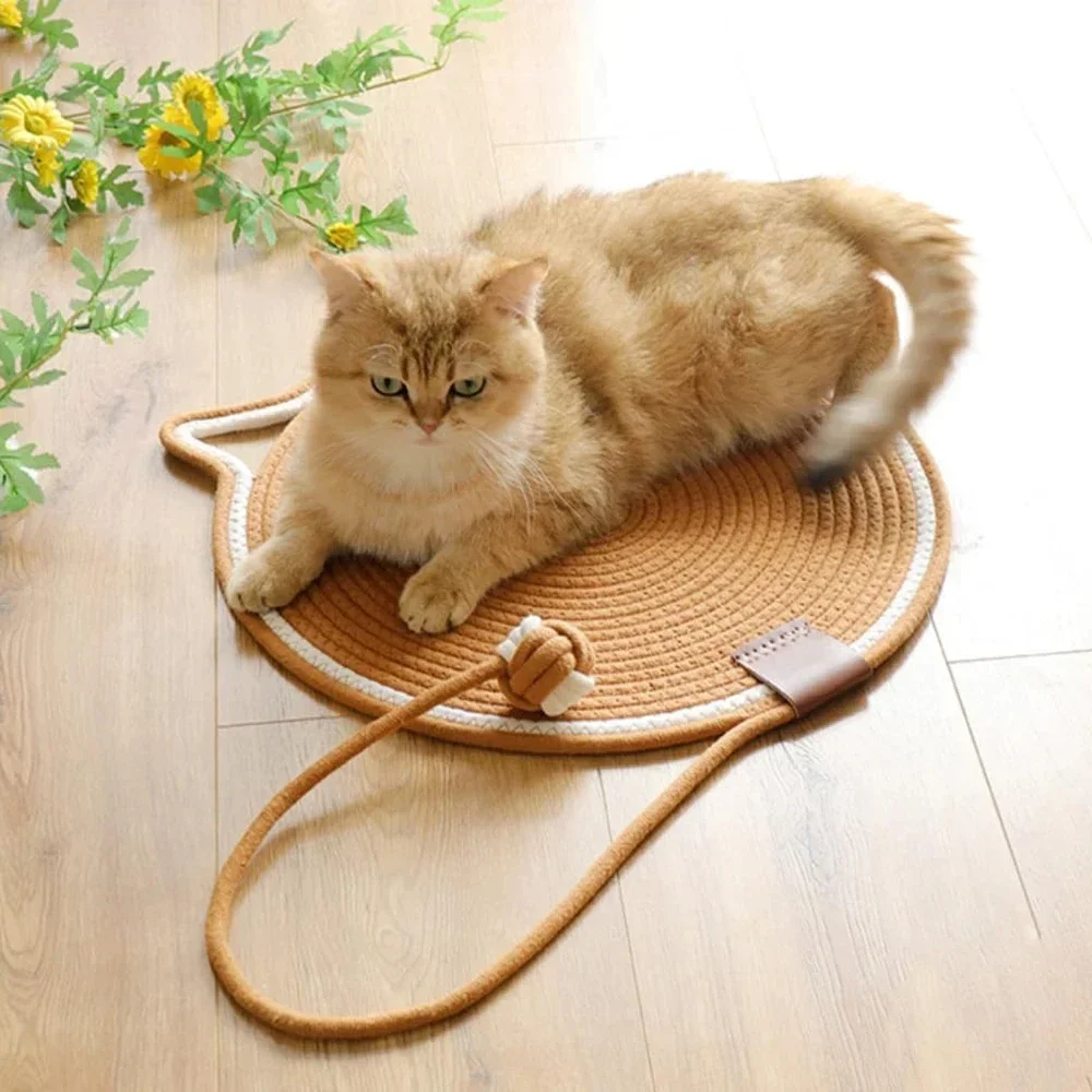 

Cat Cotton Rope Scratching Board Horizontal Floor Mat Toys Indoor Cat Carpet Claw Sharpener Furniture Protector Pad