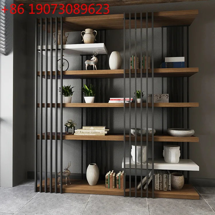 

American lobby background wall item storage rack postmodern villa creative partition multi-layer bookshelves