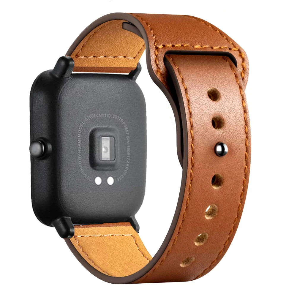 20mm/22mm Leather band For Amazfit GTS/2/2e/3/GTS2 Mini/GTR/3/Pro/GTR2/47mm/42mm/stratos Smart Watch Bracelet Amazfit bip strap