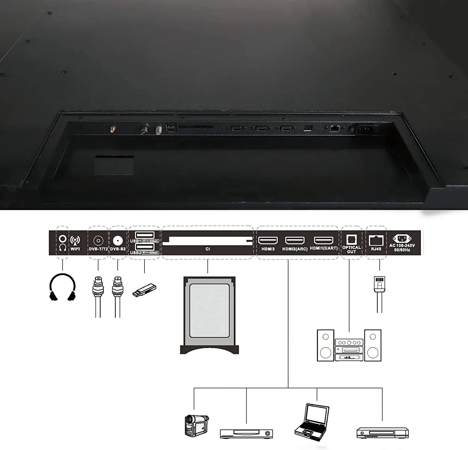 65 Inches Smart Outdoor TVs 1500nit Full Sun TV Waterproof Screen Android System for EU, AU Market