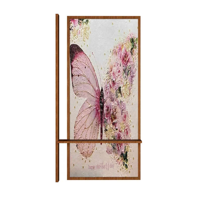 French medieval flower butterfly solid wood screen partition living room entrance cover bedroom dining room multi-functional hom