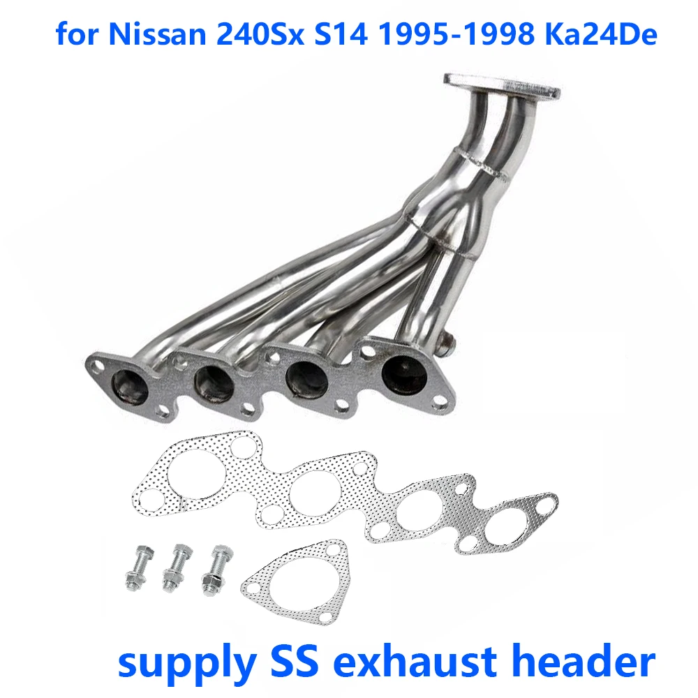 304 Stainless Steel Exhaust Header Manifold For Nissan 240SX S14 Silvia 1995-1998 KA24DE 2.4L Tuning Exhaust Parts