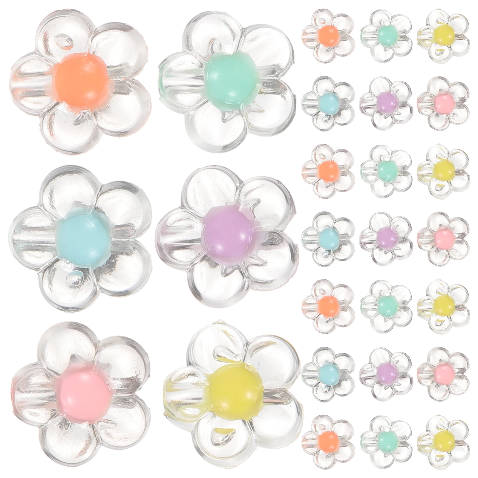 

200 Pcs Jewelry Loose Beads Making Acrylic Plum Blossom Accessories DIY Bracelet Decor Craft Pastel Beads Tool