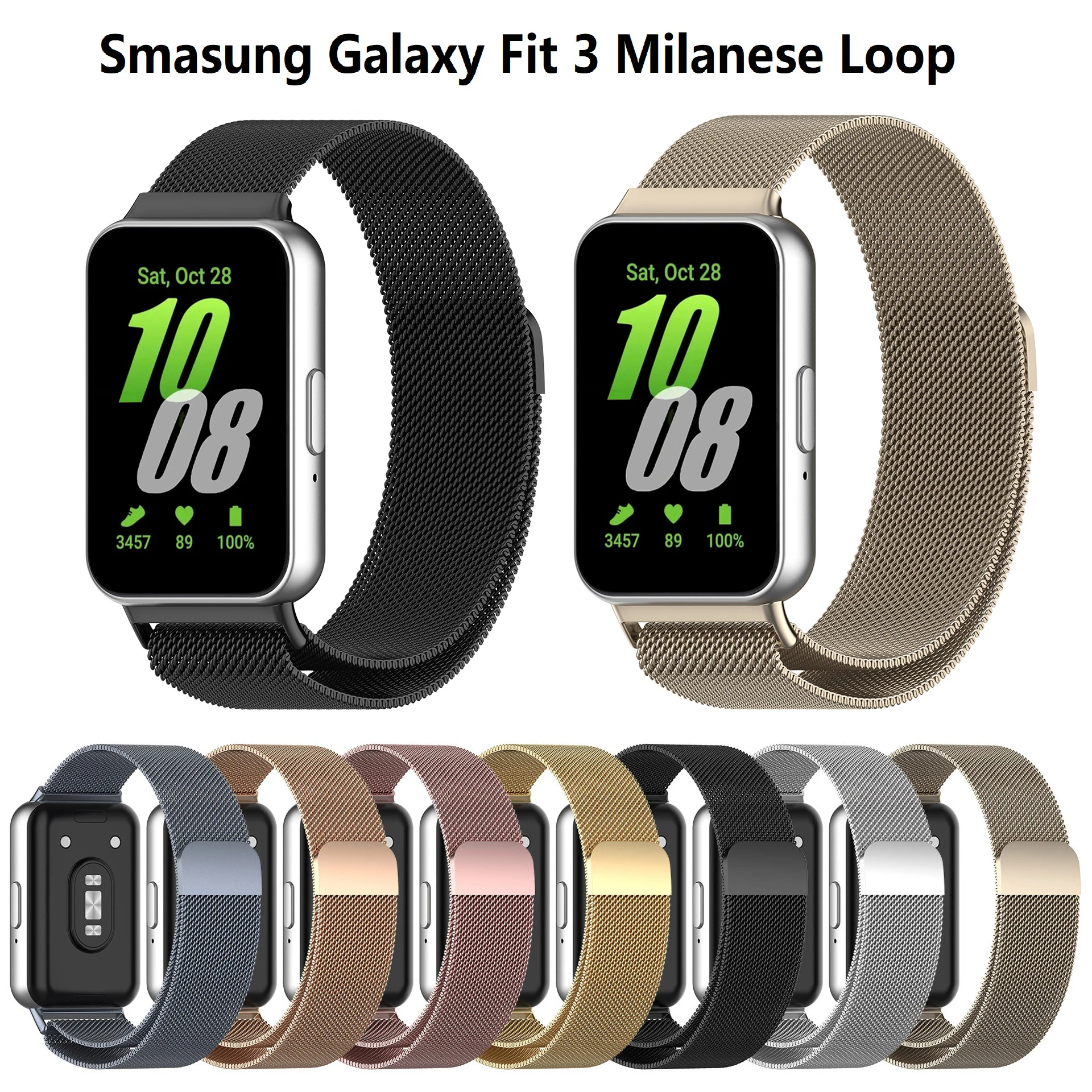 Bracelet à boucle milanaise pour Samsung Galaxy Fit 3, bracelet en acier inoxydable, bracelet magnétique, accessoires de sangle