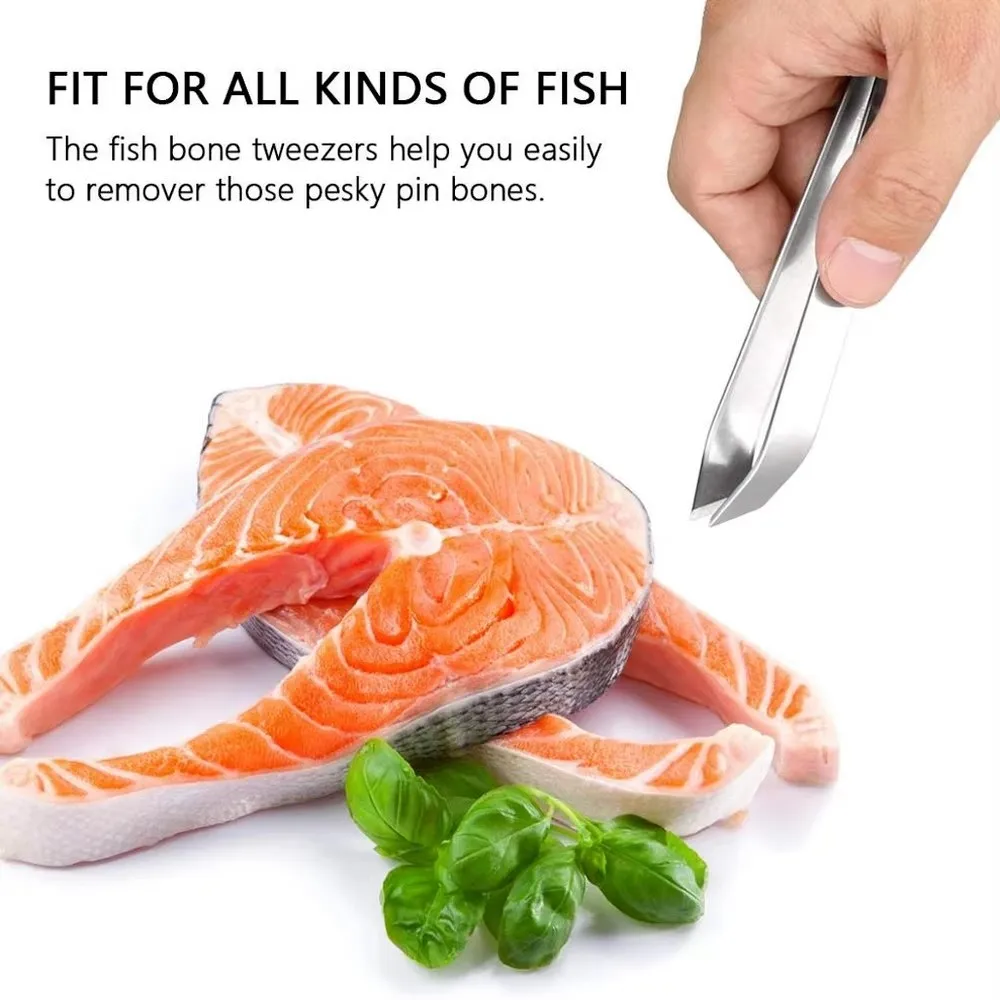 1PC Stainless Steel Fishbone Tweezers,Dining Room Clips Bone Extractor,Fishbone Removal Pliers, Extraction Clips,Kitchen Tools
