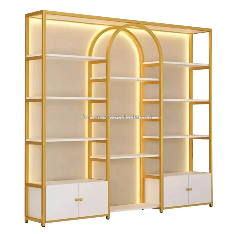 

Индивидуальные роскошные деревянные витрины-стойки с LED-подсветкой для косметики, используемые в розничных магазинах, полки для макияжа и косметики