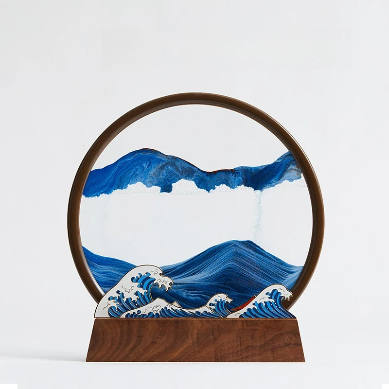 

Quicksand painting riding the wind and waves, creative office ornaments, living room decoration, desktop
