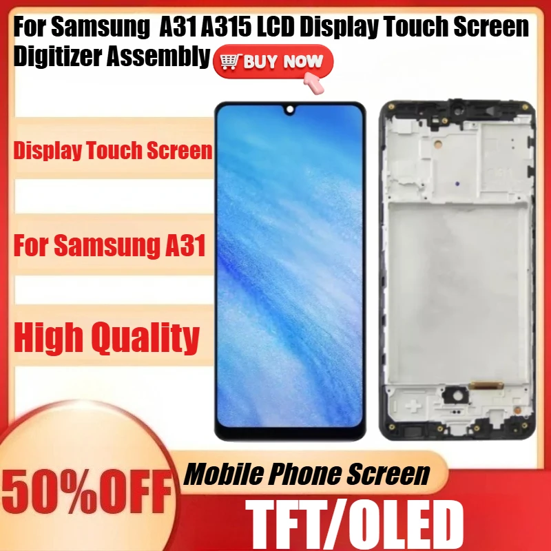 

New TFT/OLED for Samsung A31 A315 LCD Display Touch Screen Digitizer Assembly A315F LCD with Fingerprints