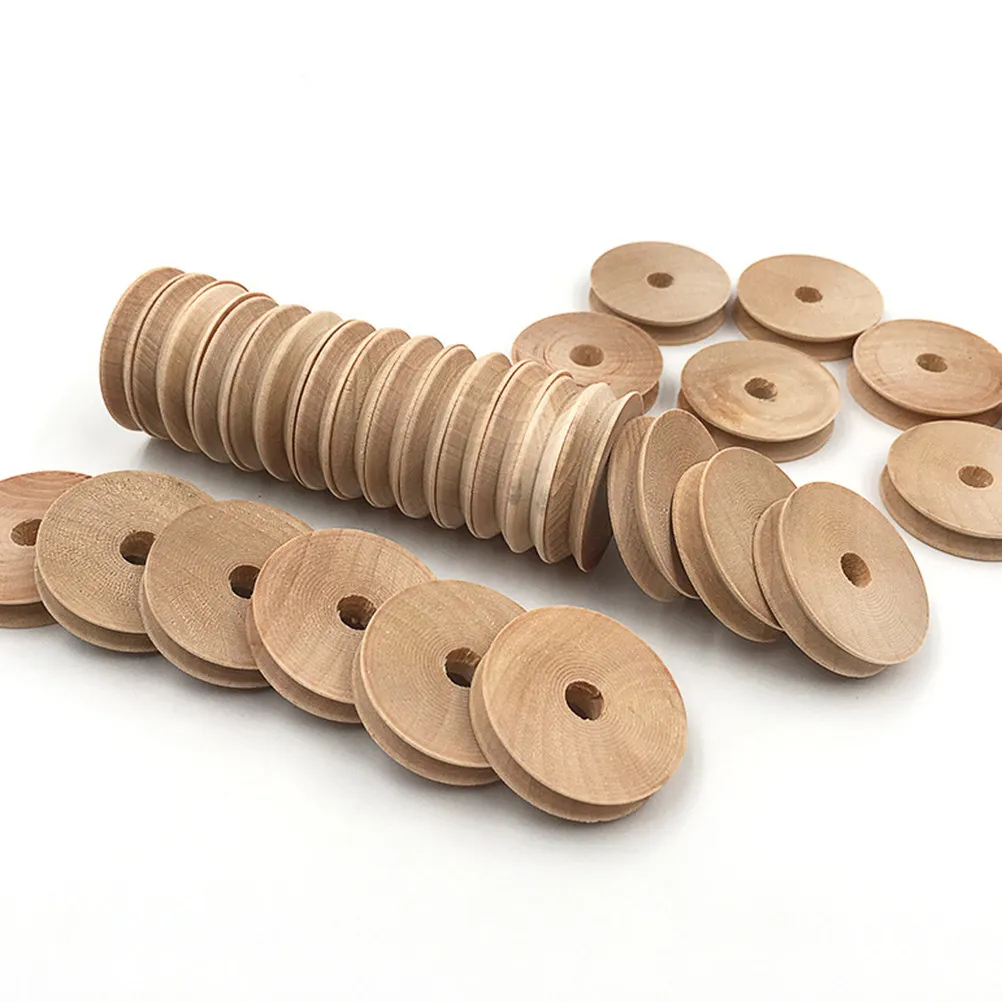 

20Pcs Real Wood Small Wheels Car Accessories DIY Handmade Round Wooden Parts for Crafting Home Outdoor Projects 3x0.6cm