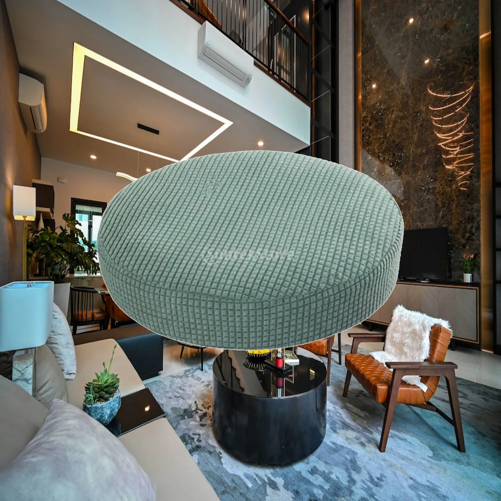 Round Seat Cover for Stool Stretchable Polyester Furniture Protector Thickened Cushion for Bar Chair Dust Proof Stain Resistant