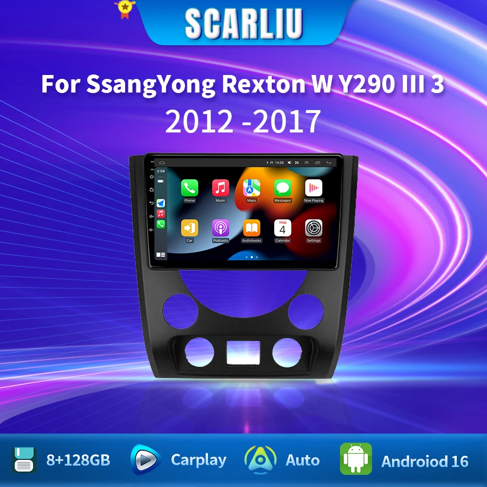 

Car Radio Android 16 For SangYong Rexton W Y290 III 3 2012 - 2017 4G LTE Qualcomm DVD QLED DSP Navigation Multimedia 5G WIFI BT