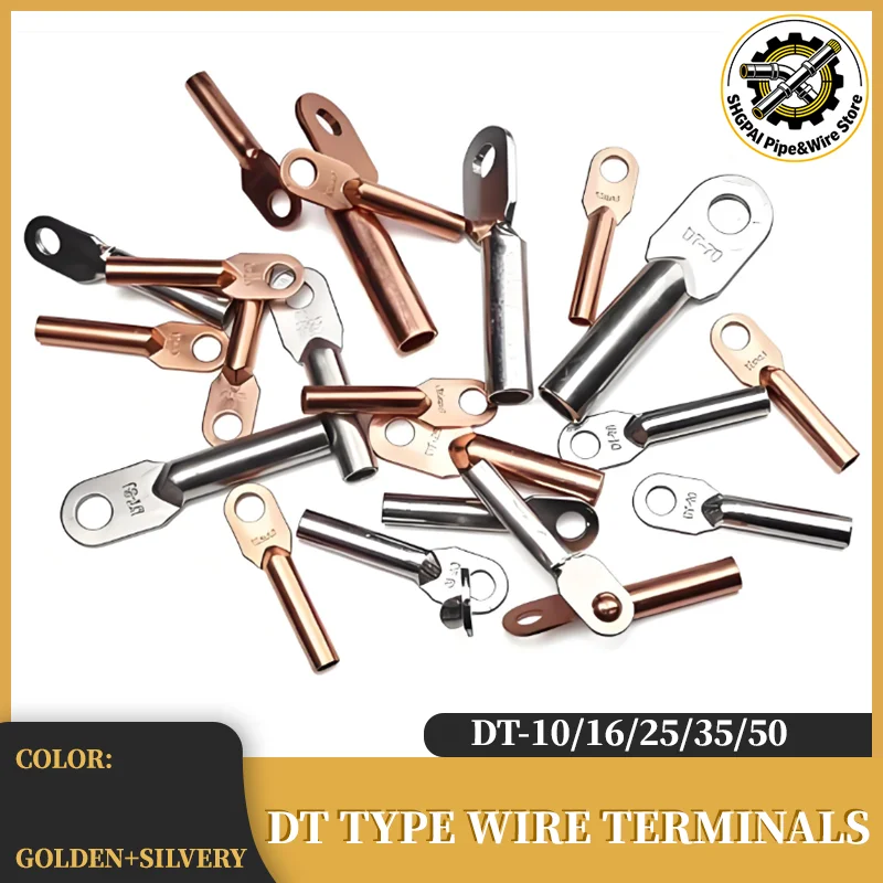 

DT Series Copper Battery Cable Terminals (DT-10/16/25/35/50) for Auto Car Truck Electrical Wiring Corrosion-Resistant Crimp Lugs