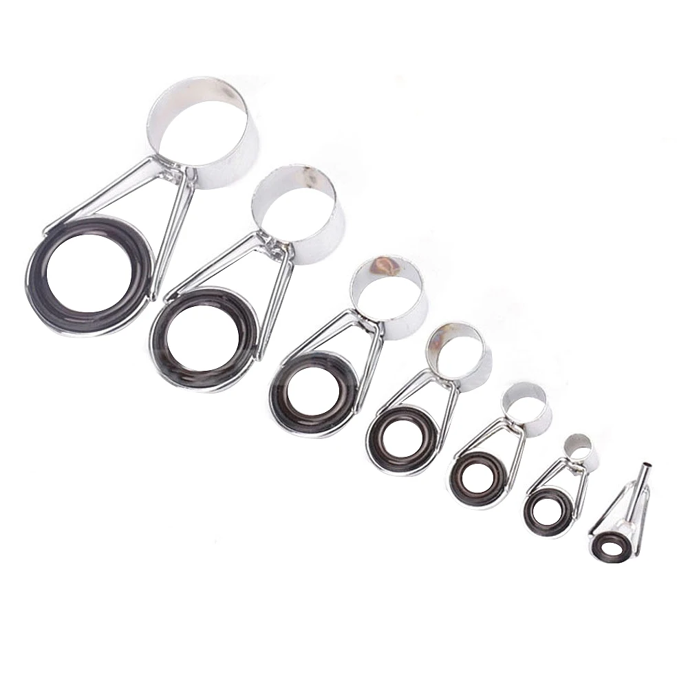 7Pcs Fishing Rod Guides Tip 7 Sizes Telescopic Tip Repair Kit Line Rings Eyes Set