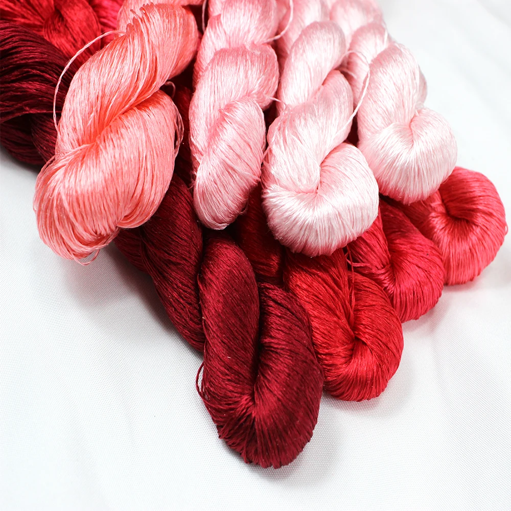 1pcs 100% silk thread hand embroidery embroider cross stitch 400m silk embroidery thread pink series 8 gradient colors
