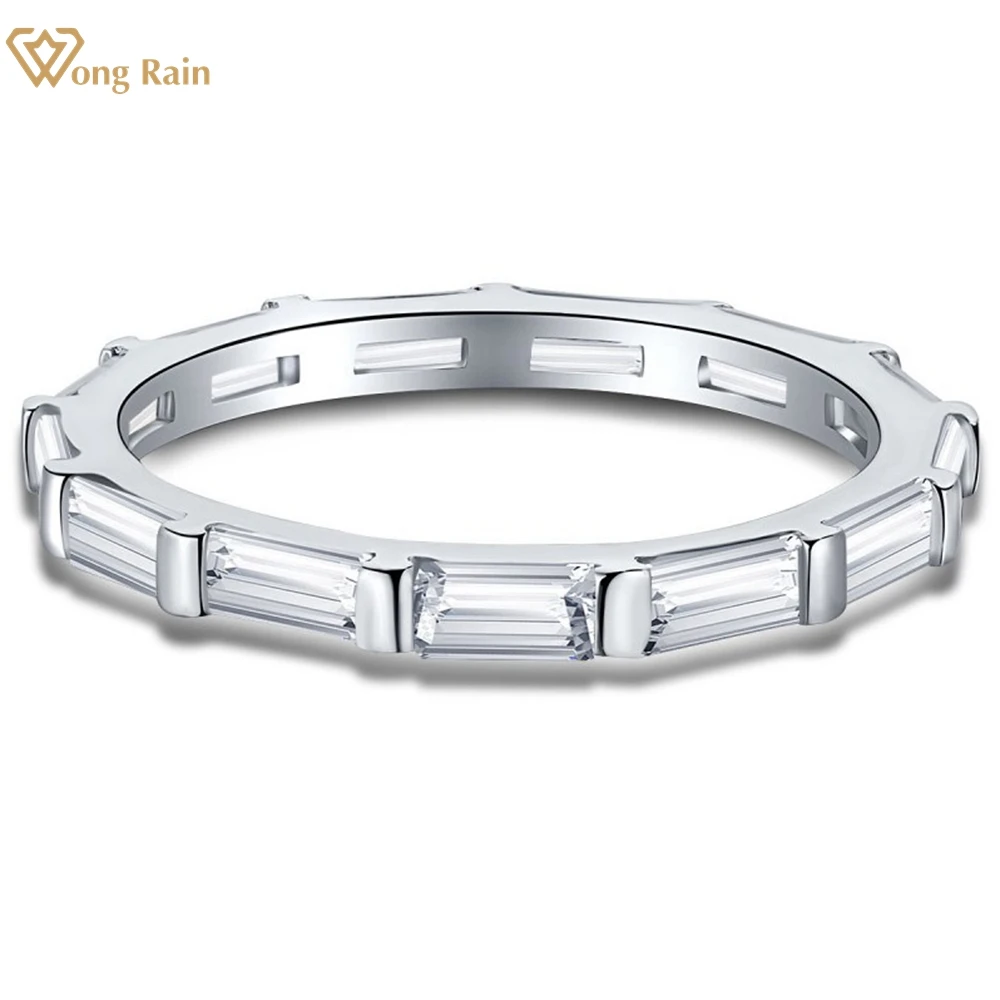 Wong Rain 100% 925 Sterling Silver High Carbon Diamonds Gemstone Wedding Band Fashion Simple Couple Rings Fine Jewelry Wholesale