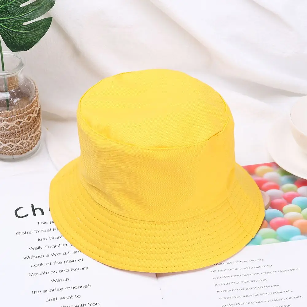 Unisex Girls Basin Chapeau Sun Prevent Hats Summer Foldable Bucket Hat Children Outdoor Sunscreen Cotton Fishing Hunting Cap