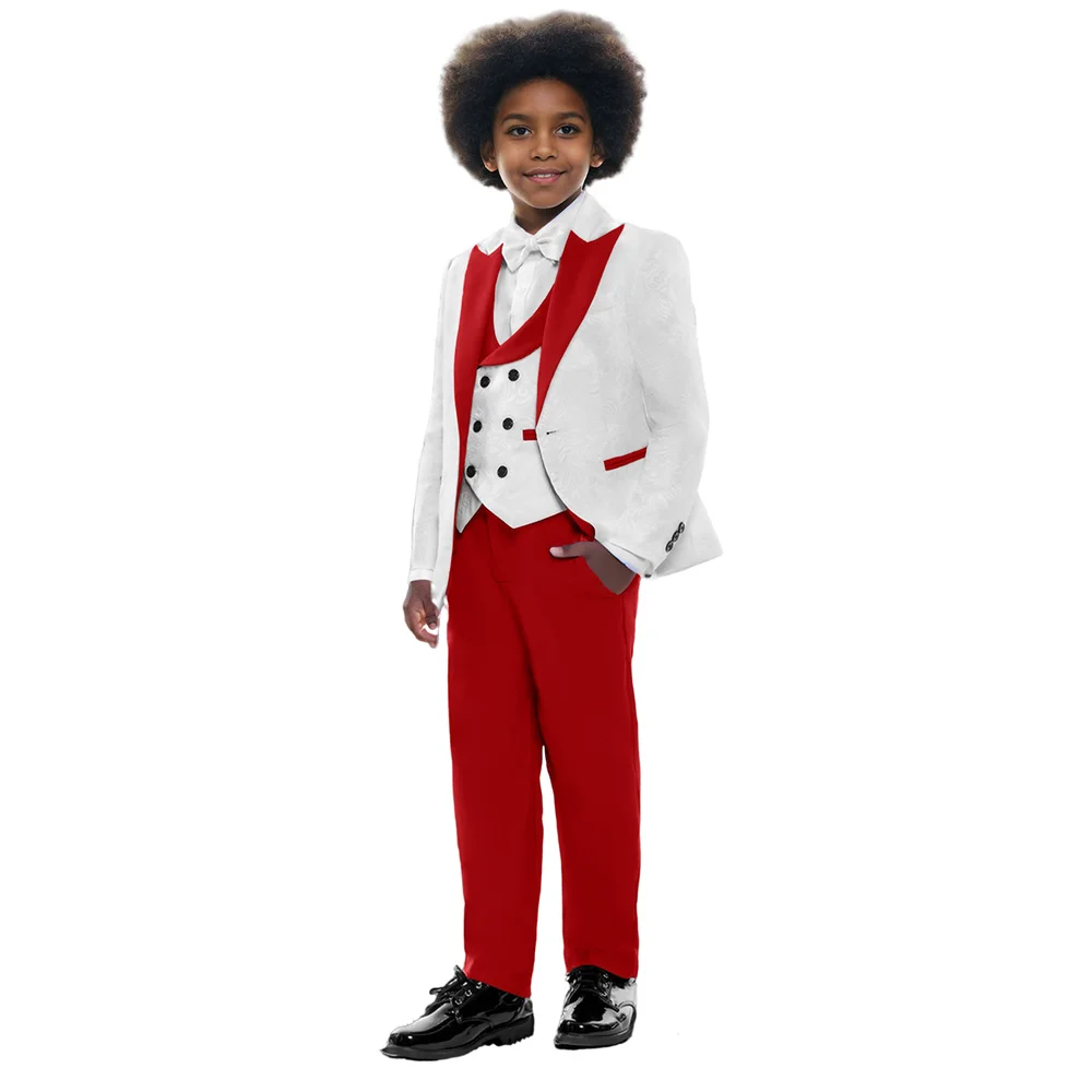 High Quality Stylish Boys 4 PCS Suit Set Formal Boys Clothing First Communion Suit For Boy Kids Blazer Pants Vest