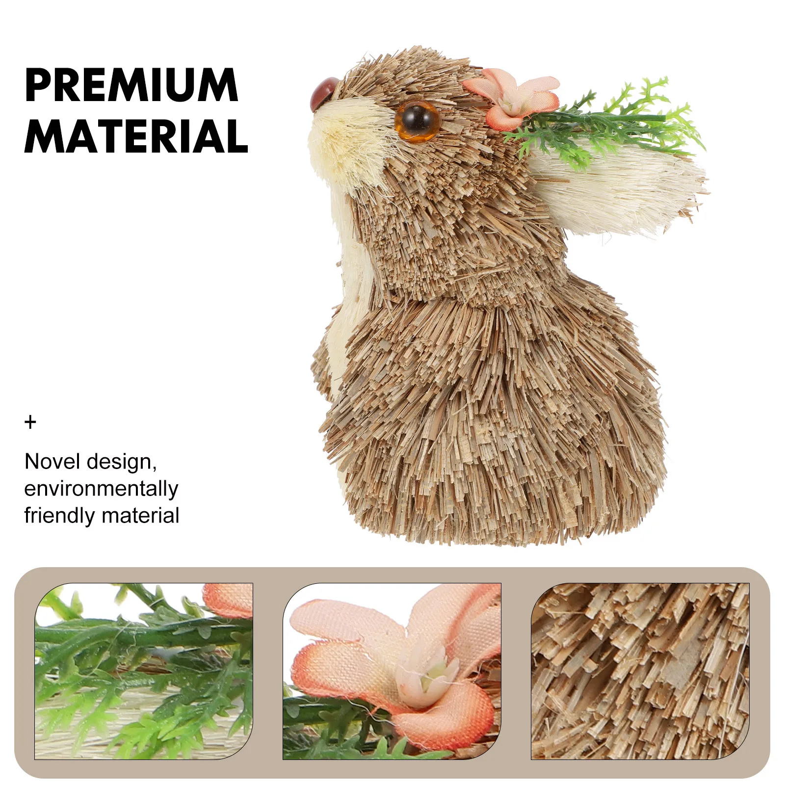 

1Pcs Lovely Rabbit Decoration High Quality Straw Material Compact Size Realistic Animal Craft Home Decor Small Rabbit Decor