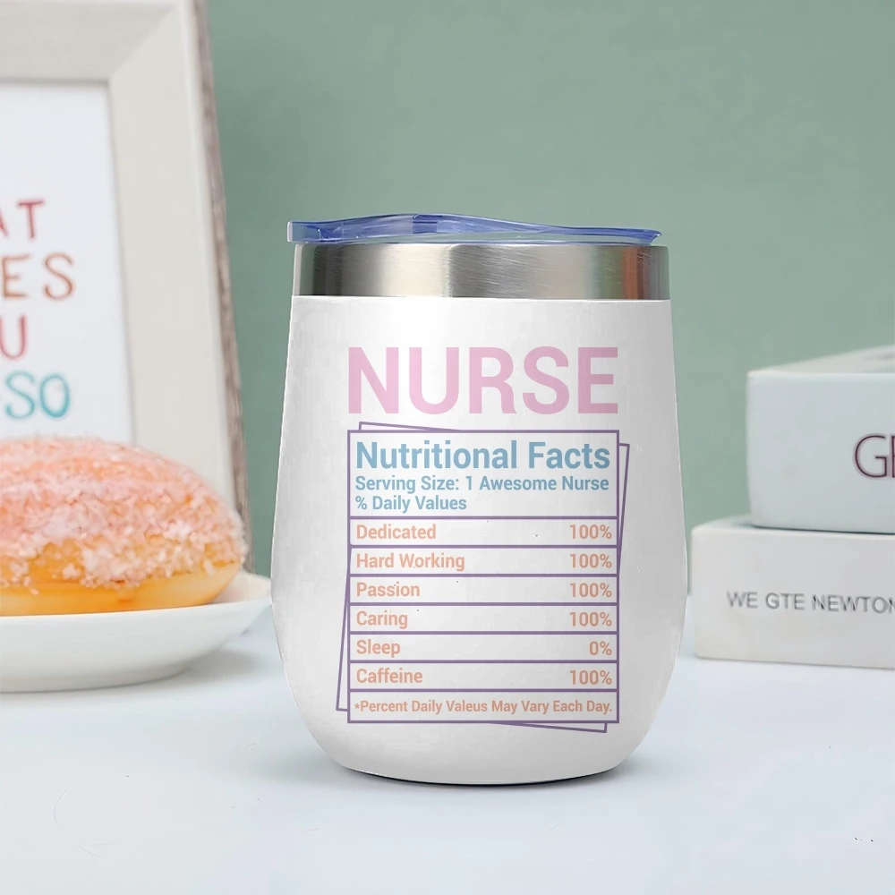 Nurse Nutrition Facts Vacuum Flasks 12oz Insulated Wine Tumbler Vacuum Coffee Mug Egg Shape Thermos Cup