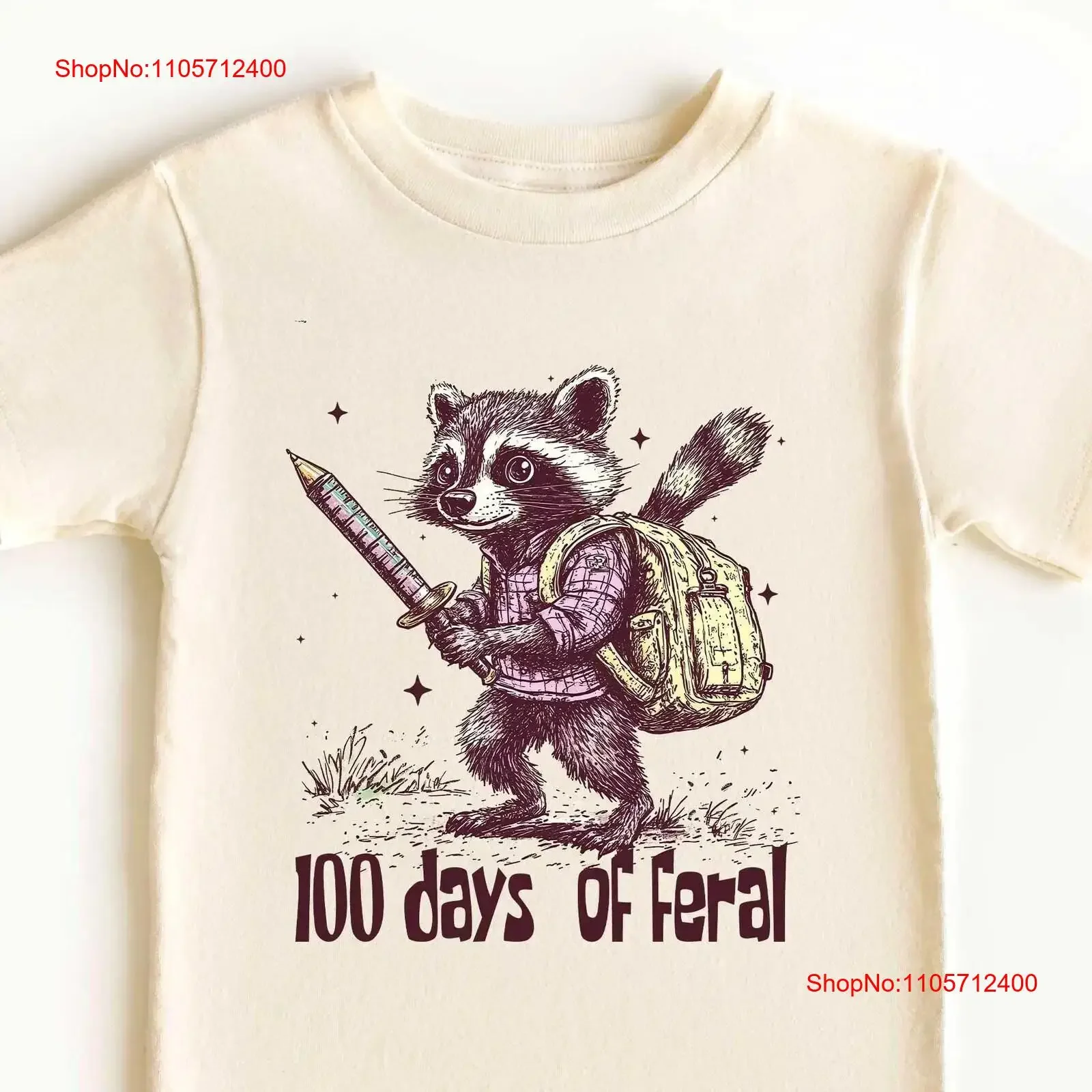 100th Day of Feral T Shirt 100 Days School Floral One Hundredth Schooling Back to vintage Washed Unisex fashion homme graphic
