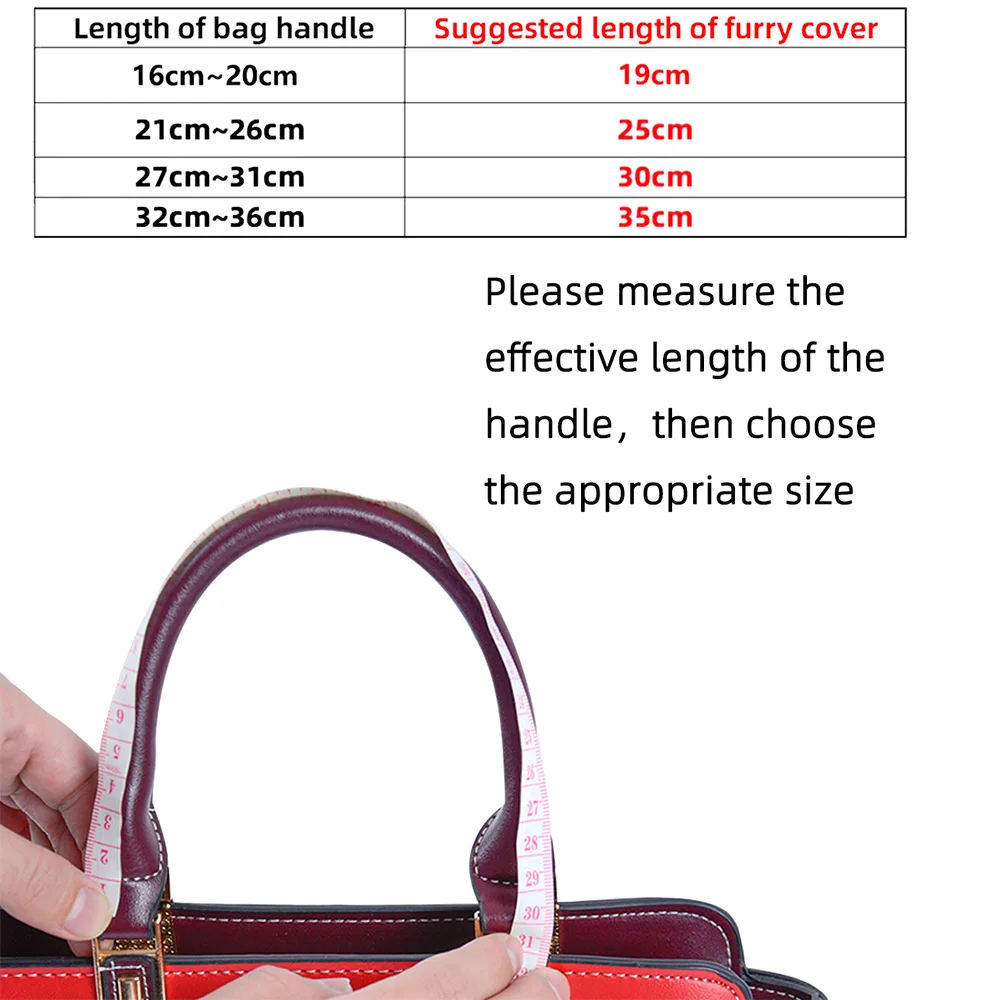 New  1 Pc Plush Fur Furry Bag Strap Covers Sleeves with Loop Fastener Cover for Bag Handles Replacements Accessories