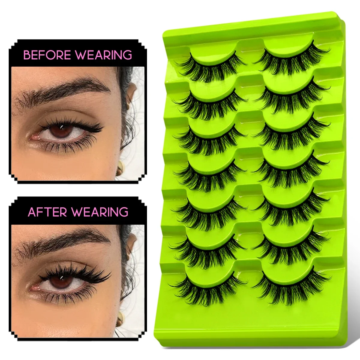 Veltrinay Ciglia per gatti Visone 3D Soffici volumi sottili Fascia flessibile leggera riutilizzabile Aspetto naturale Ciglia finte Trucco