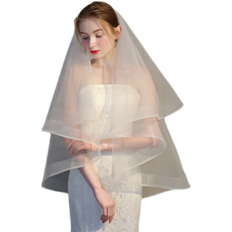 Korean bridal veil super fairy double-layer wedding dress headgear Mori wedding short veil