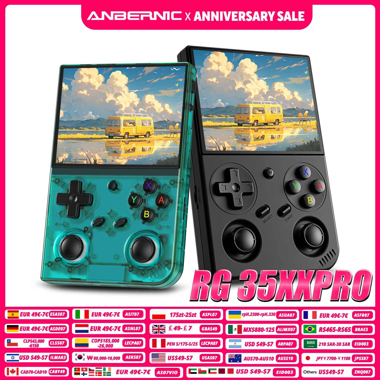 Anbernic RG 35XXPRO Retro Handheld-Spielkonsole 3,5 Zoll IPS-Bildschirm Linux-System Eingebaute 64G TF-Karte 5000 Spiele Unterstützt 5G WLAN