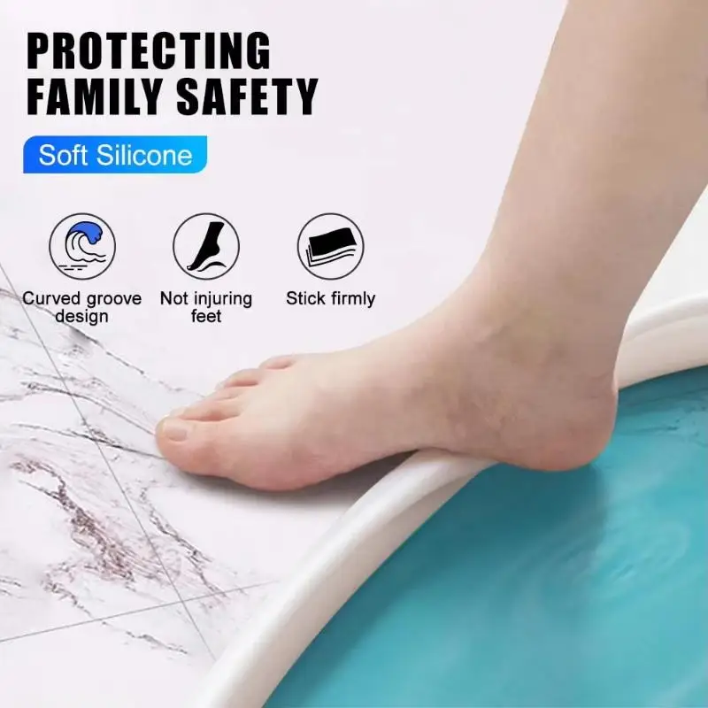 Silicone Self Adhesive Shower Water Barrier Foldable Edge Stopper for Bath Tub Sink Wet Dry Separation Easy Installation