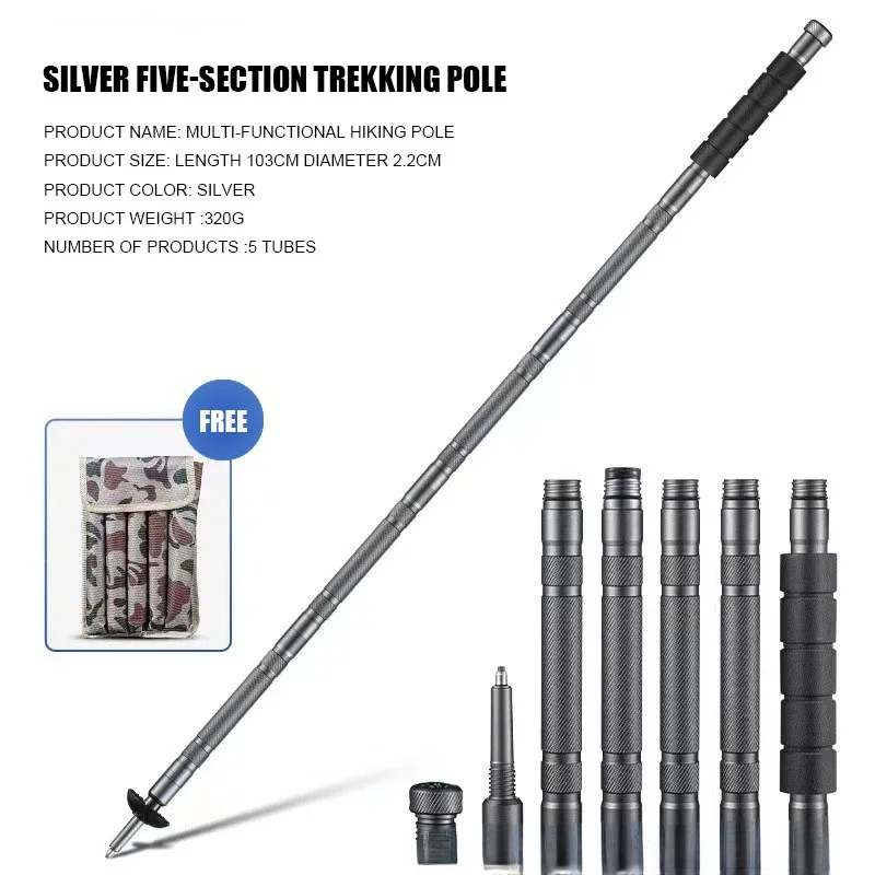 CEOI GWOK Outdoor Trekking Pole Cane Telescopic Stick Straight Handle Walking Crutches Detachable Quick-Adjustment Trekking Pole