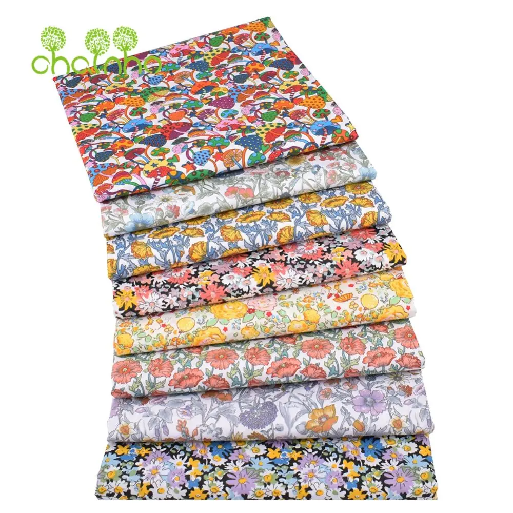 Chainho,Printed Twill Weave Cotton Fabric,Patchwork Cloth,DIY Sewing Quilting Material,Handmade Textile,20x25cm/Piece,CC226-230