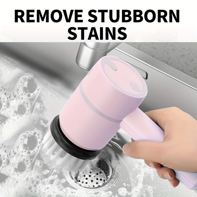 Cepillo de limpieza multifuncional con gran potencia de 1200 mAh para cocina, baño, zapatos: carga automática de mano, alambre de acero